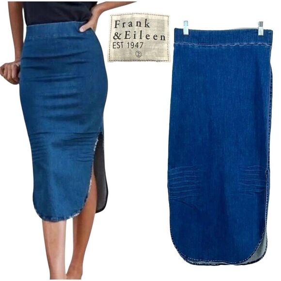 Frank & Eileen Donegal Unforgettable Skirt in 1977 Medium Denim Wash Size 4 NWT - Picture 1 of 12